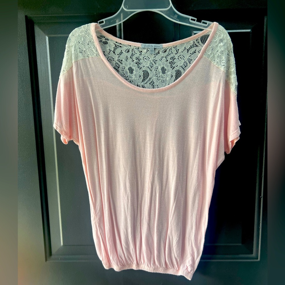 Pink Lace Accent Top